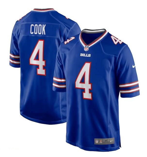 Men's Buffalo Bills #4 James Cook Blue Football Stitched Game Jersey